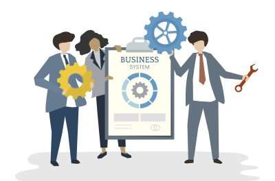 A detailed business system diagram supporting effective remote communication.